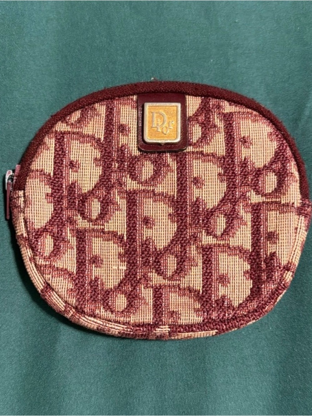 Dior Burgundy and Beige Monogram Cosmetic Pouch